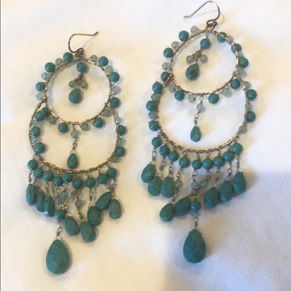 Stella and Dot turquoise multi tiered earrings